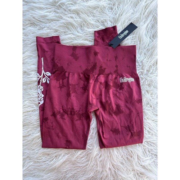 Civil Regime Blush Red Reaper Wash Kelly Seamless Leggings Size Medium - Picture 2 of 8